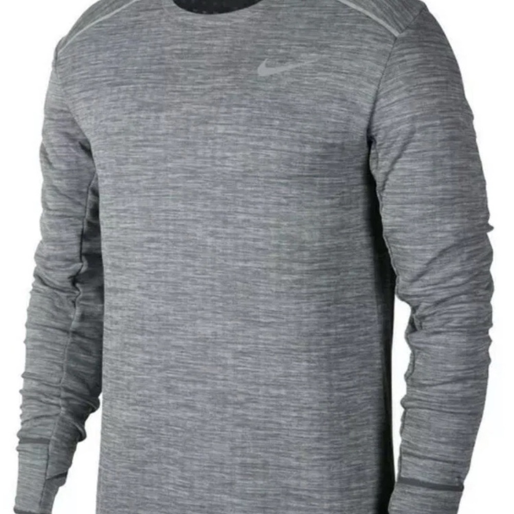 Nike Mens Therma Long Sleeve Running Top Shirt Grey Size Small Lined Warm